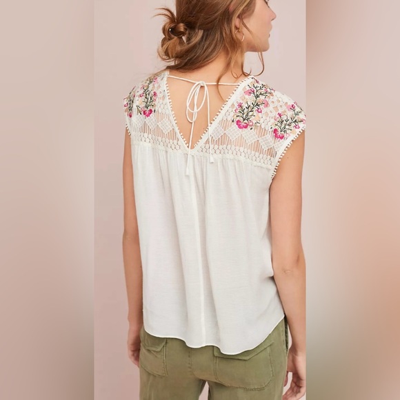 Anthropologie Ranna Gill Eloise Embroidered Lace Floral Gauzy Boho Top – XS - Picture 2 of 15
